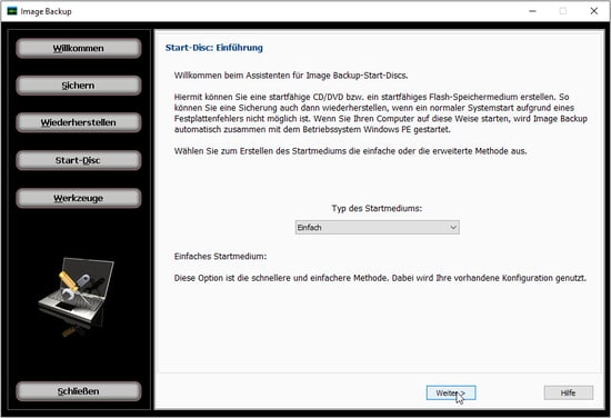 Image Backup Startmedium Einfach