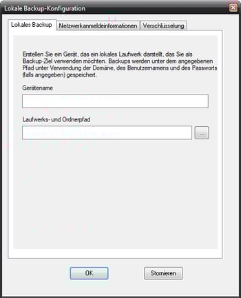 Lokales Backup Konfiguration