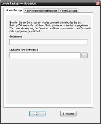 Lokales Backup Konfiguration
