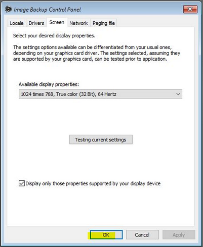 Disaster Recovery screen and network settings